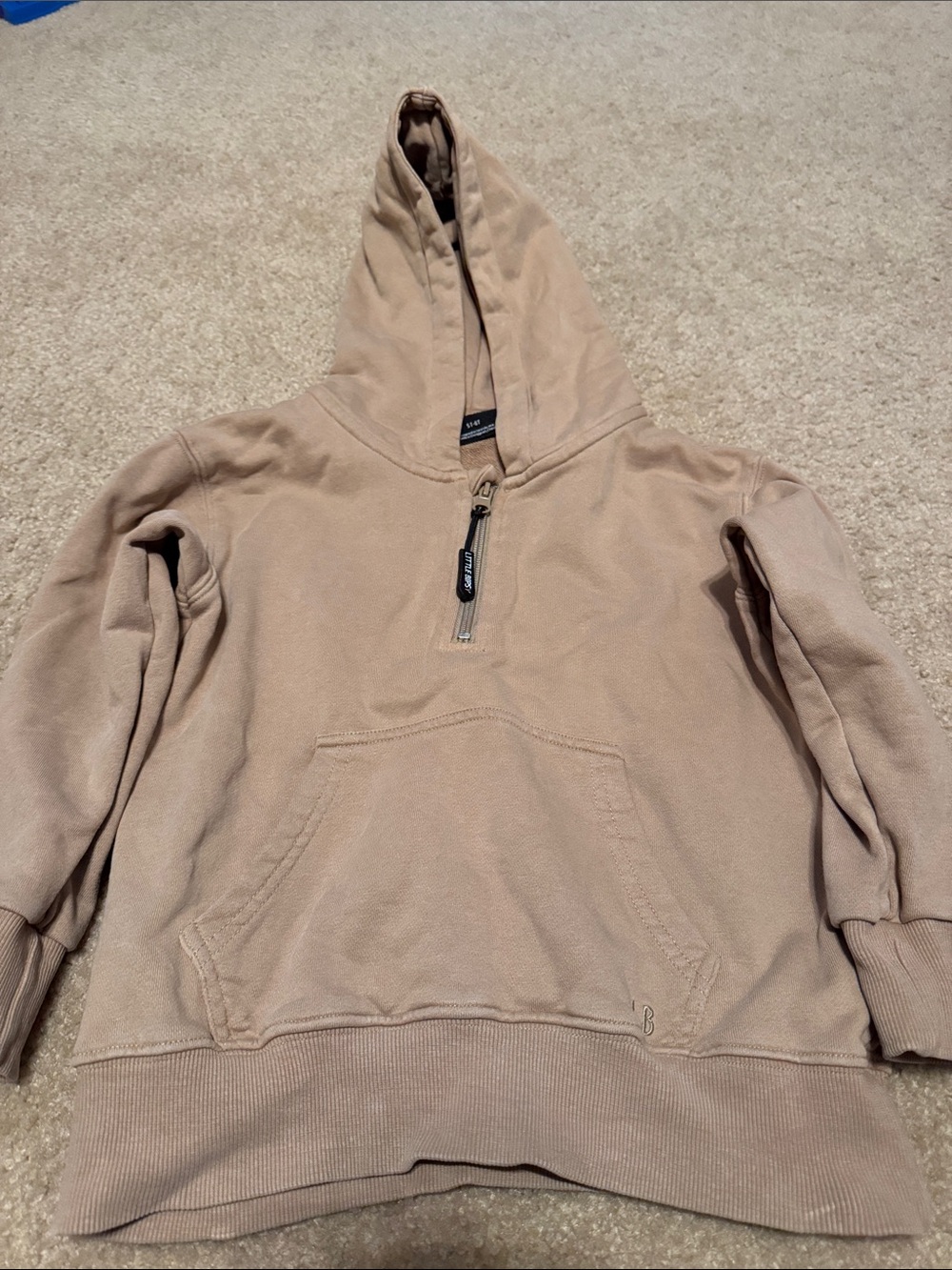 Little Bipsy Beige/Tan Half-Zip Hoodie